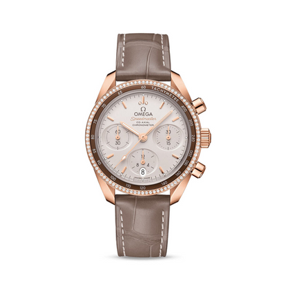 Speedmaster 38 38 mm, Sedna™ gold on leather strap