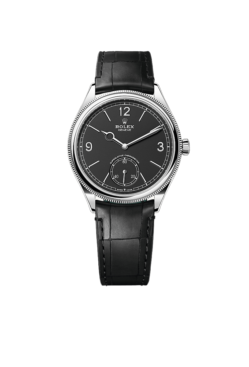 Rolex 1908 39 mm, 18 kt white gold, polished finish