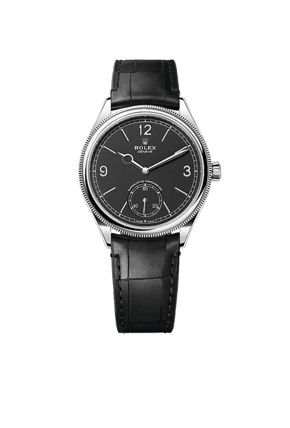 Rolex 1908 39 mm, 18 kt white gold, polished finish