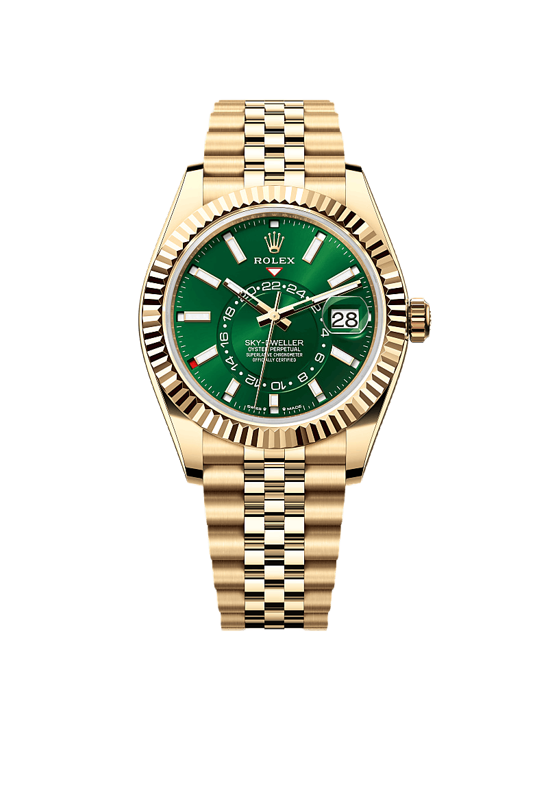 A Rolex Sky-Dweller 42mm18ct Yellow Gold Green Dial