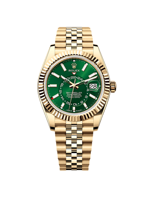 A Rolex Sky-Dweller 42mm18ct Yellow Gold Green Dial