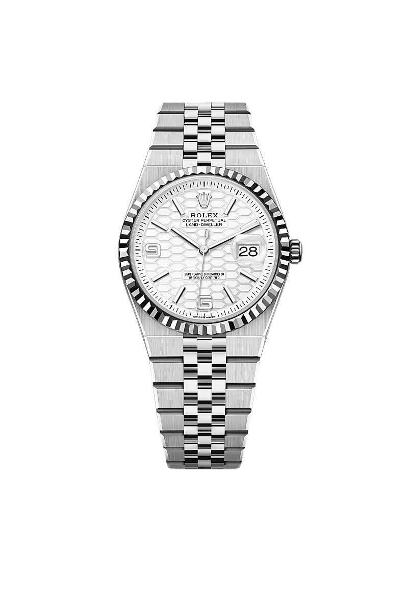 Rolex Land-Dweller 36 Oyster, 36 mm, Oystersteel and white gold