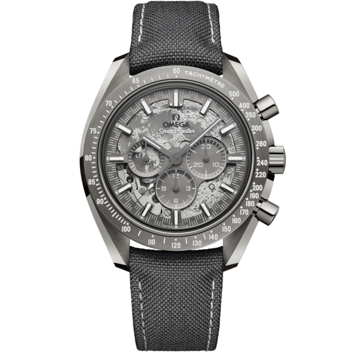 Speedmaster Dark Side of the Moon 44.25 mm, grey ceramic on coated nylon fabric strap
