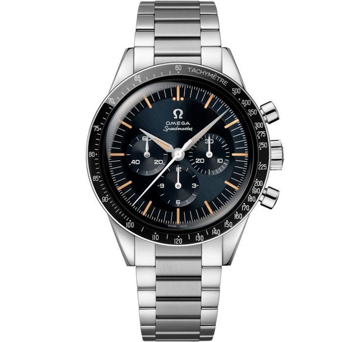 A- Speedmaster First OMEGA in Space 39.7 mm, steel on steel
