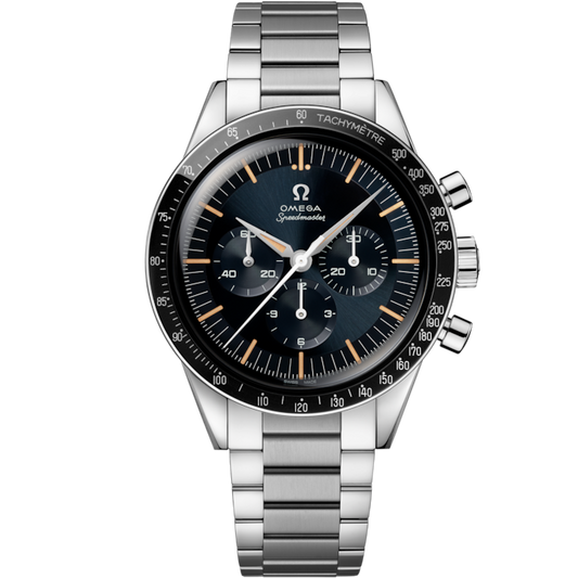 A- Speedmaster First OMEGA in Space 39.7 mm, steel on steel