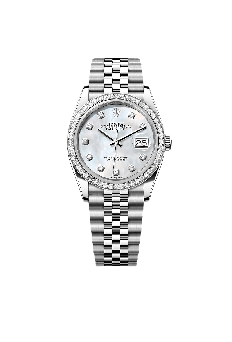 Rolex Datejust 36 Oyster, 36 mm, Oystersteel, white gold and diamonds
