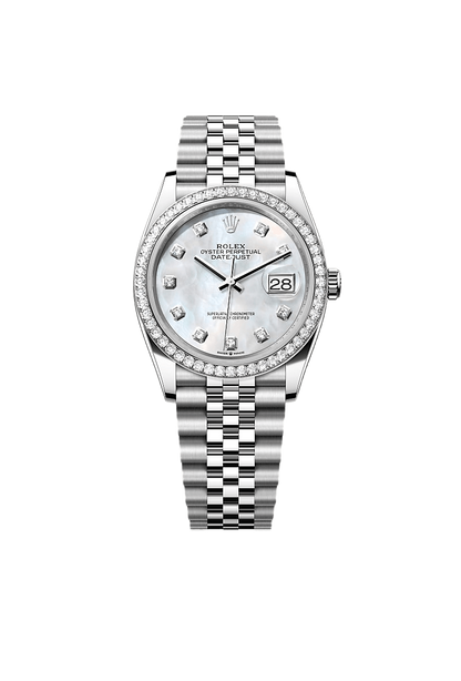 Rolex Datejust 36 Oyster, 36 mm, Oystersteel, white gold and diamonds