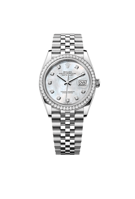 Rolex Datejust 36 Oyster, 36 mm, Oystersteel, white gold and diamonds