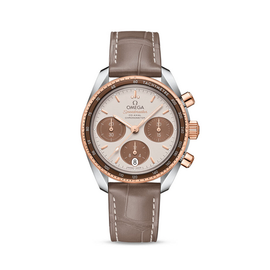 Speedmaster 38 38 mm, steel ‑ Sedna™ gold on leather strap