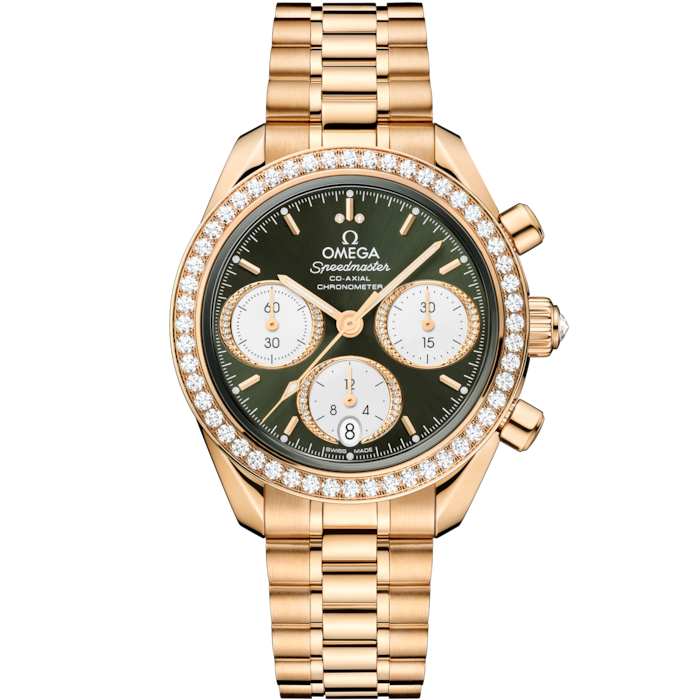 A- Speedmaster 38 38 mm, Moonshine™ gold on Moonshine™ gold