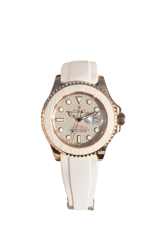 The Oyster Perpetual Yacht-Master Baymax Rose Gold Mix White Rubber Strap 40mm