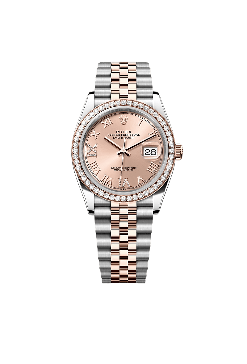 Rolex Datejust 36 Oyster, 36 mm, Oystersteel, Everose gold and diamonds
