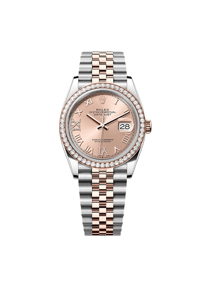Rolex Datejust 36 Oyster, 36 mm, Oystersteel, Everose gold and diamonds