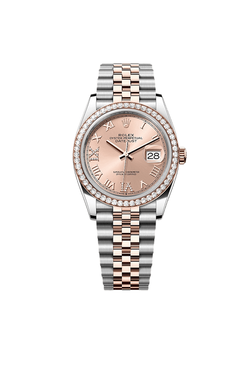Rolex Datejust 36 Oyster, 36 mm, Oystersteel, Everose gold and diamonds
