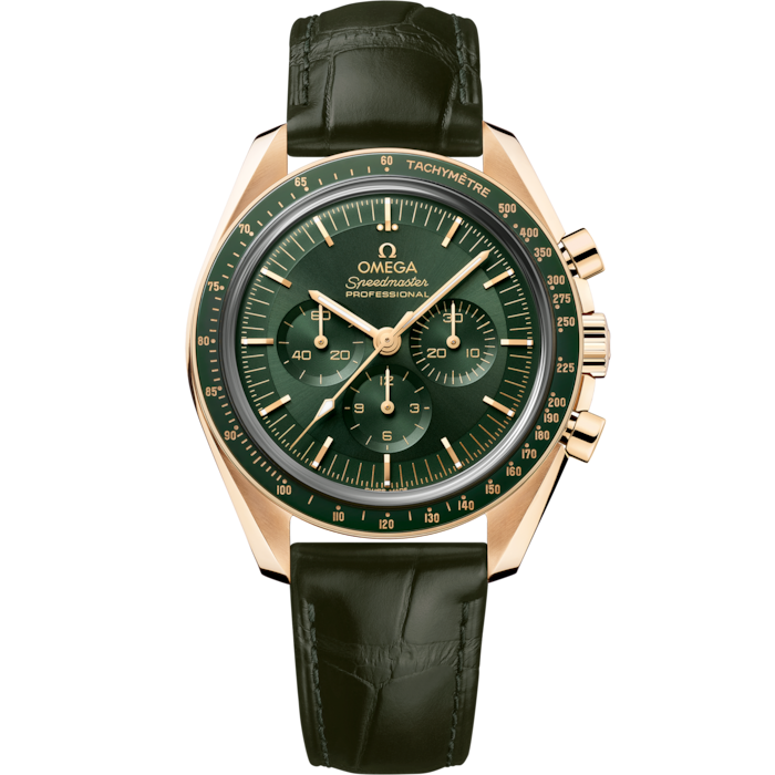 Speedmaster Moonwatch Professional 42 mm, Moonshine™ gold on leather strap