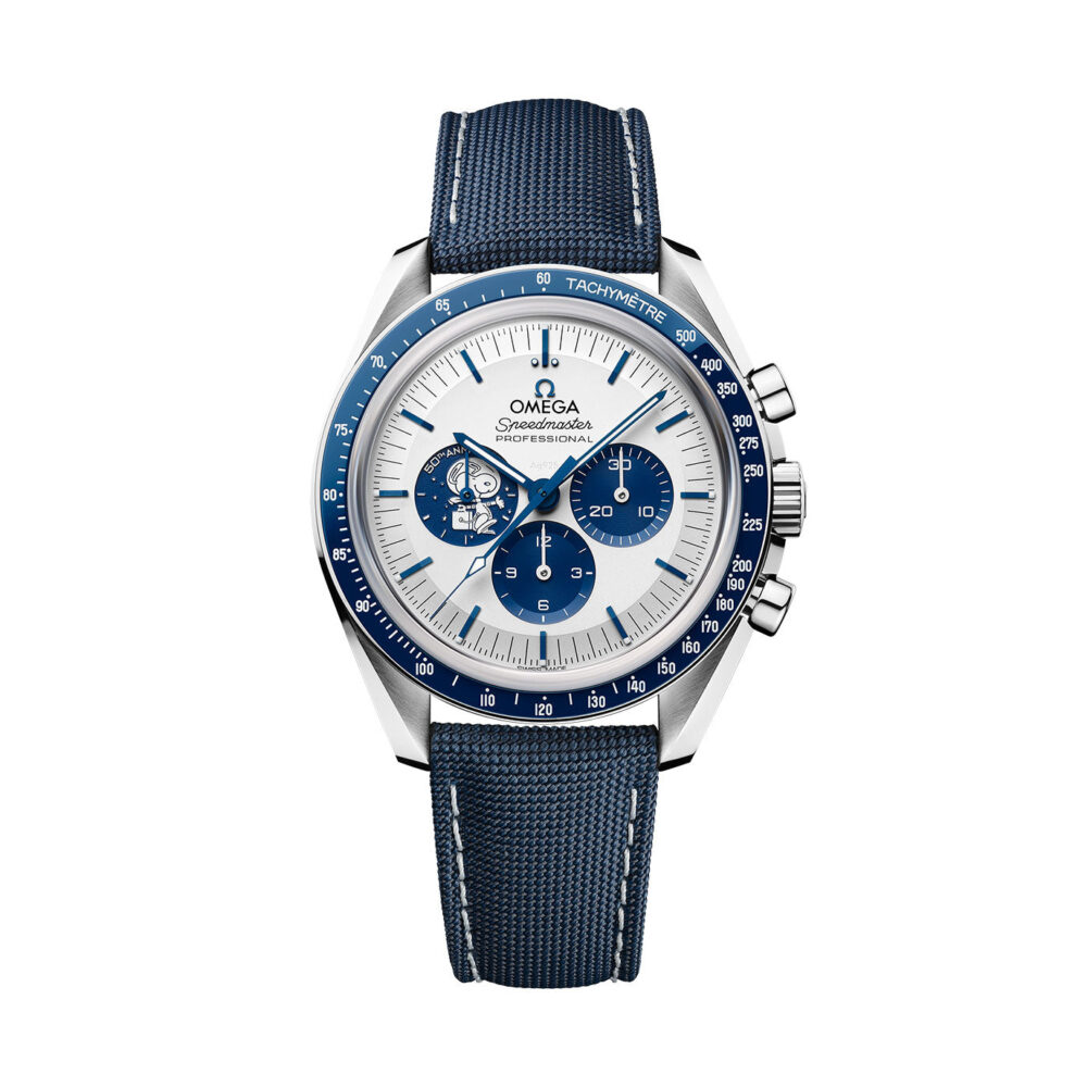 A- Speedmaster Anniversary Series 42 mm, steel on coated nylon fabric strap