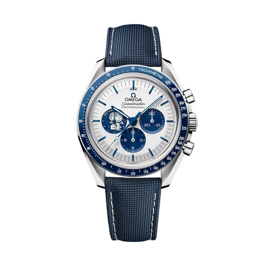 A- Speedmaster Anniversary Series 42 mm, steel on coated nylon fabric strap