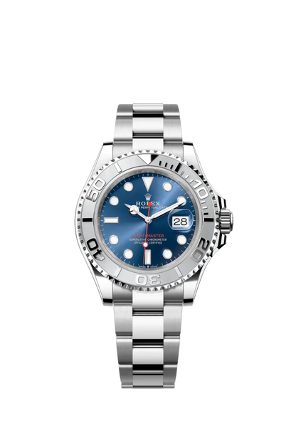 The Oyster Perpetual Yacht-Master 40 in platinum and Oystersteel with an Oyster bracelet