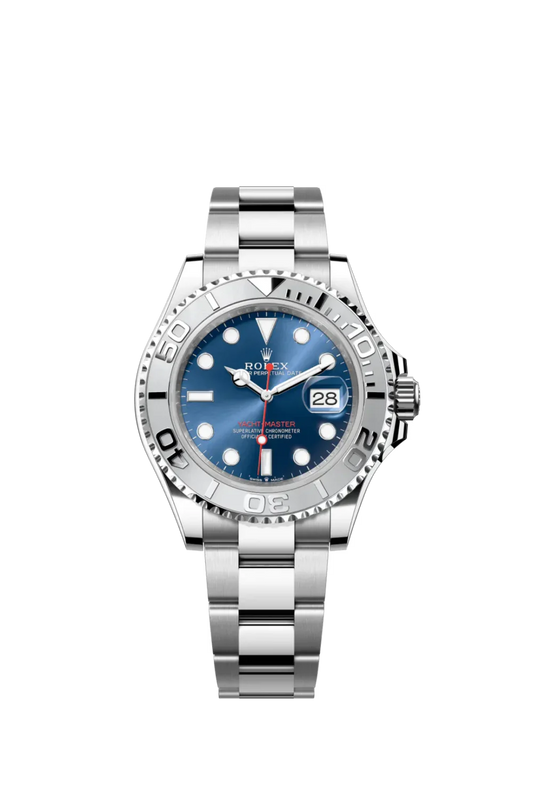 The Oyster Perpetual Yacht-Master 40 in platinum and Oystersteel with an Oyster bracelet