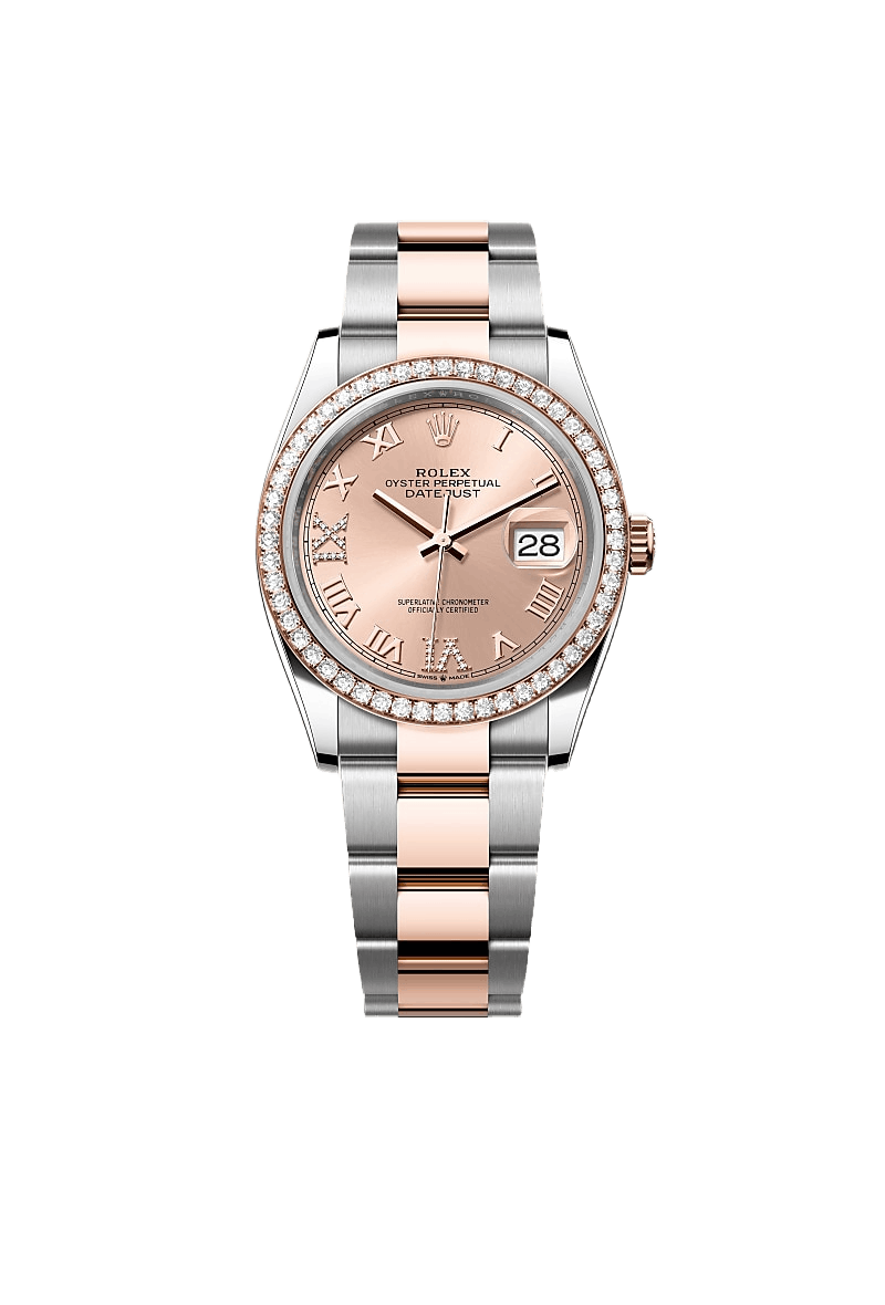 Rolex Datejust 36 Oyster, 36 mm, Oystersteel, Everose gold and diamonds