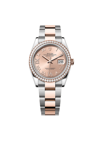 Rolex Datejust 36 Oyster, 36 mm, Oystersteel, Everose gold and diamonds