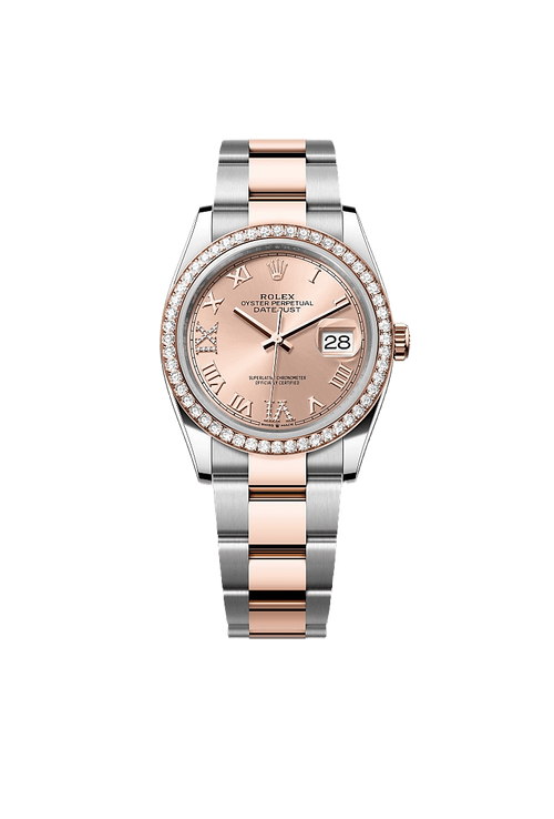 Rolex Datejust 36 Oyster, 36 mm, Oystersteel, Everose gold and diamonds