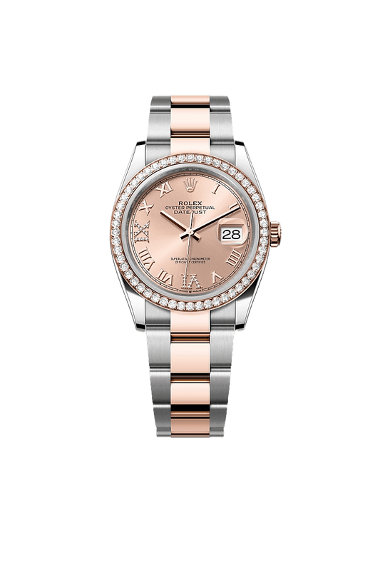 Rolex Datejust 36 Oyster, 36 mm, Oystersteel, Everose gold and diamonds