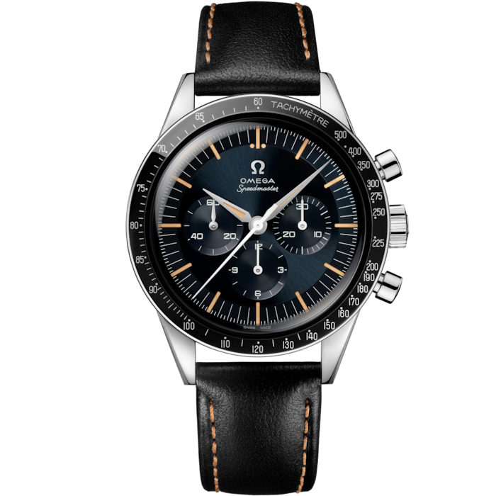 Speedmaster First OMEGA in Space 39.7 mm, steel on leather strap