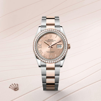 Rolex Datejust 36 Oyster, 36 mm, Oystersteel, Everose gold and diamonds
