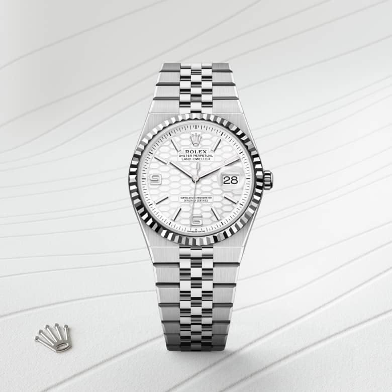 Rolex Land-Dweller 36 Oyster, 36 mm, Oystersteel and white gold