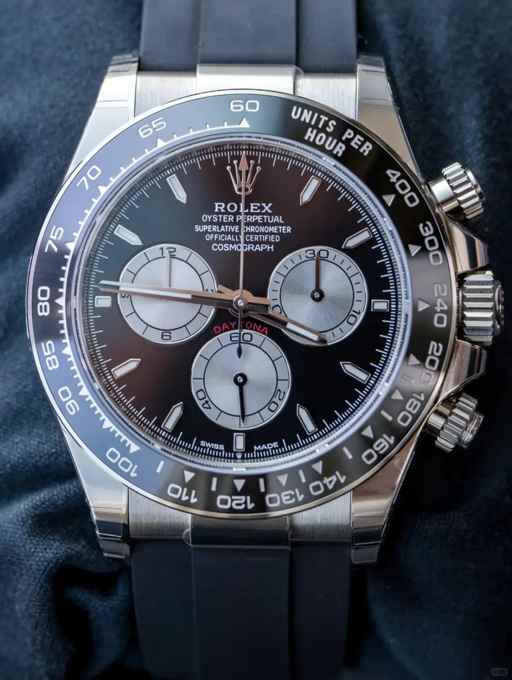 Rolex Cosmograph Daytona White Gold Steel Grey Dial with Oysterflex Bracelet