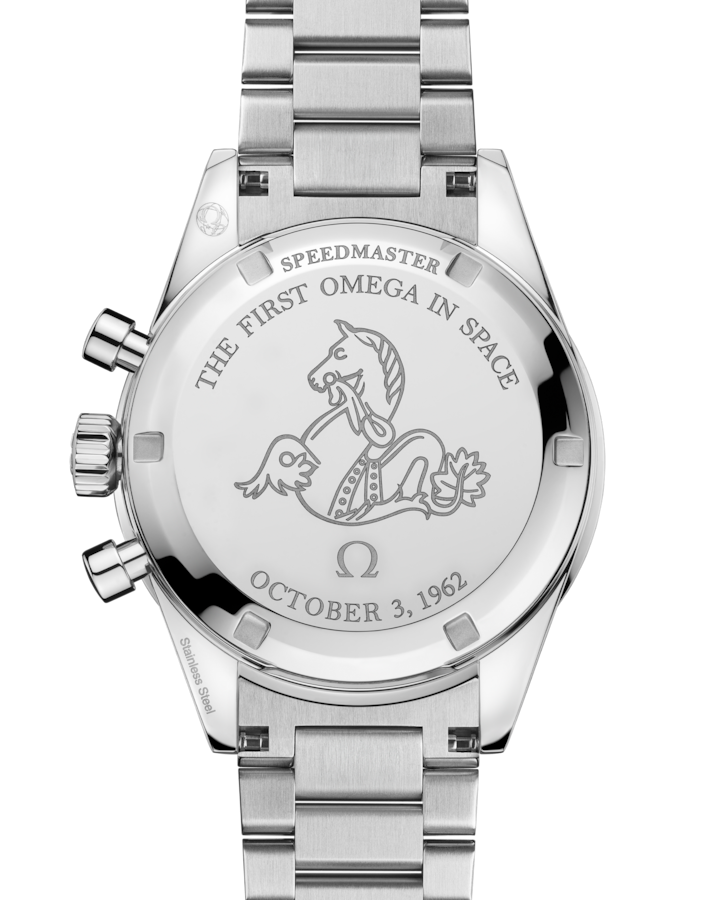 A- Speedmaster First OMEGA in Space 39.7 mm, steel on steel