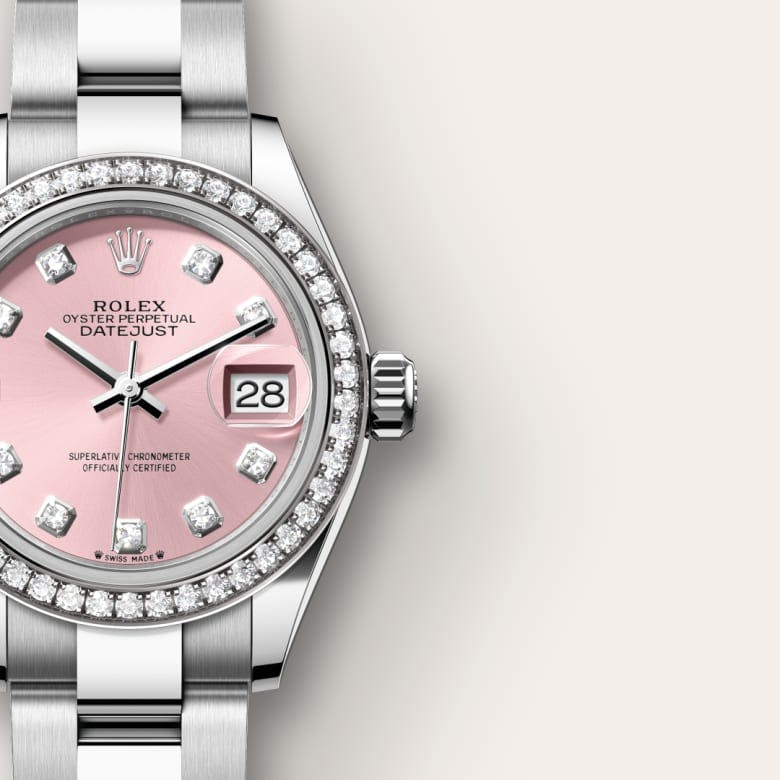 Rolex Lady-Datejust Oyster, 28 mm, Oystersteel, white gold and diamonds