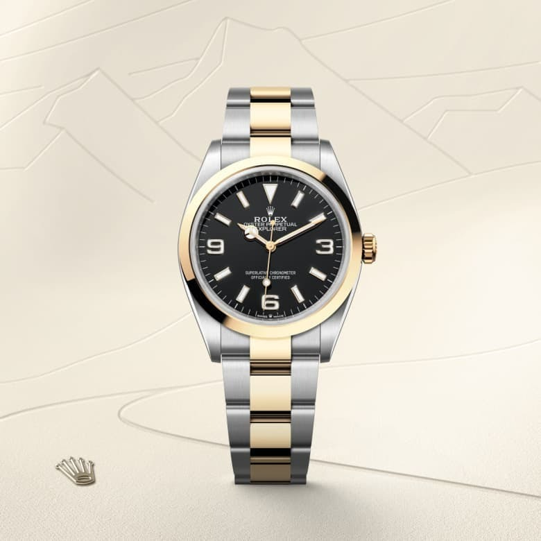 Rolex Explorer 36 Oyster, 36 mm, Oystersteel and yellow gold