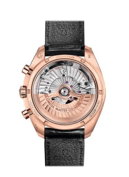 Speedmaster Moonphase 44.25 mm, Sedna™ gold on leather strap