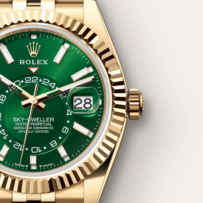 A Rolex Sky-Dweller 42mm18ct Yellow Gold Green Dial