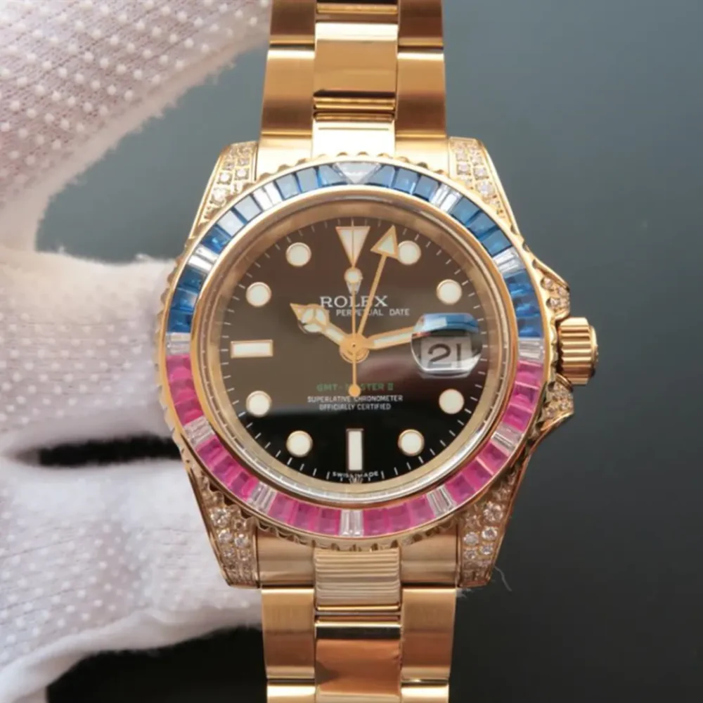 Rolex GMT – Master II GOLDEN BLUE / RED DIAMOND BLACK DIAL 40MM