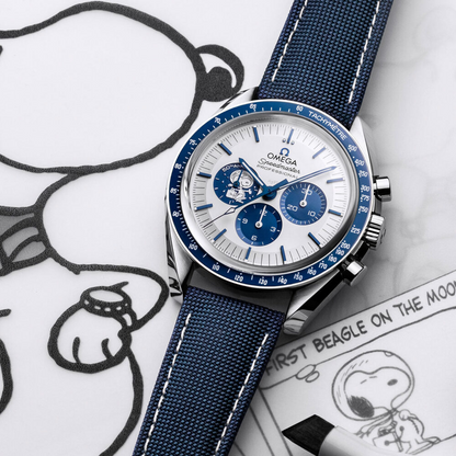 A- Speedmaster Anniversary Series 42 mm, steel on coated nylon fabric strap