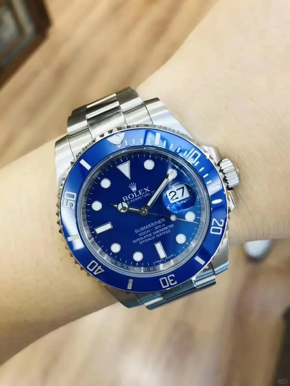 B- Rolex Submariner Blue Disc Watch 40MM