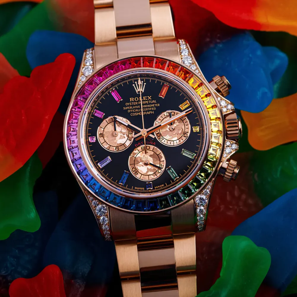 Rolex Cosmograph Daytona Rainbow Yellow Gold Black Dial