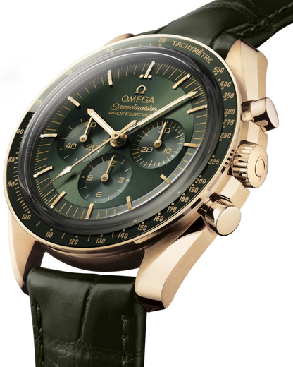 Speedmaster Moonwatch Professional 42 mm, Moonshine™ gold on leather strap