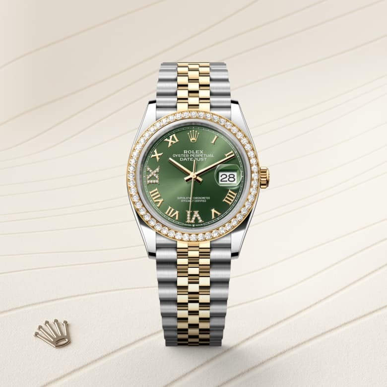 Rolex Datejust 36 Oyster, 36 mm, Oystersteel, yellow gold and diamonds