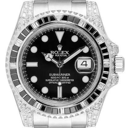 Rolex Submariner Date Silver Black Diamond, 40mm