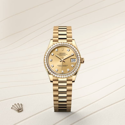 Rolex Datejust 31 Oyster, 31 mm, yellow gold and diamonds