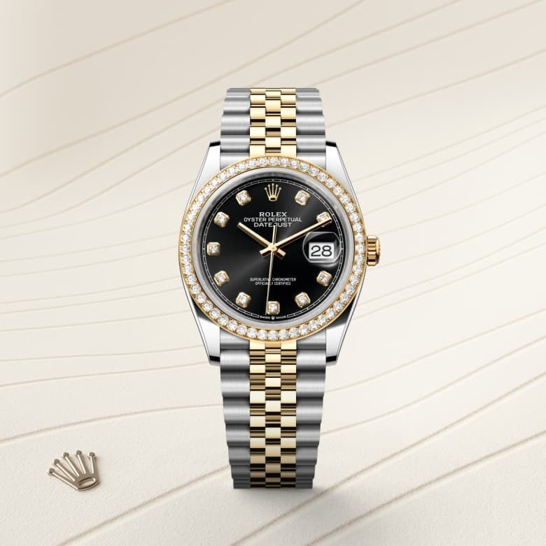 Rolex Datejust 36 Oyster, 36 mm, Oystersteel, yellow gold and diamonds