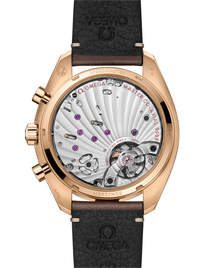 Speedmaster Chronoscope 43 mm, Bronze gold on leather strap