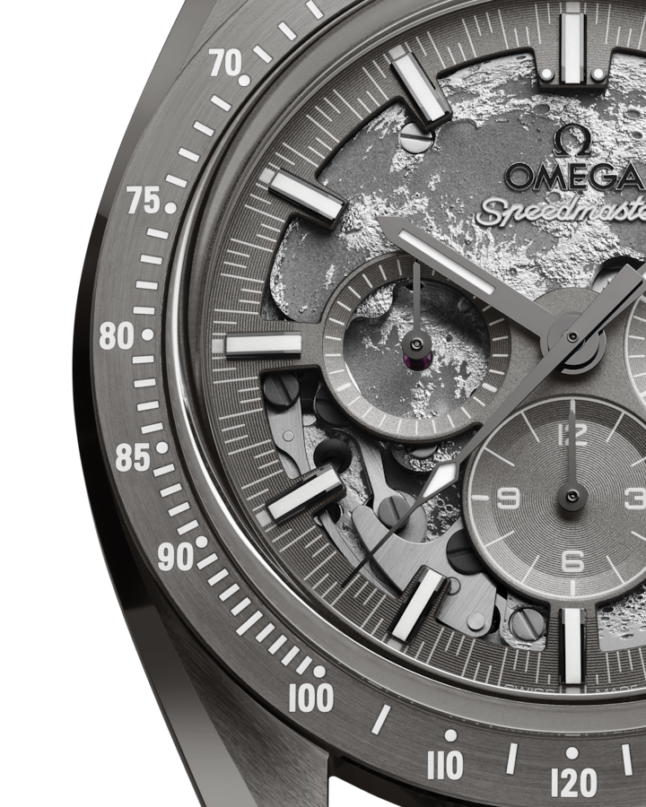 Speedmaster Dark Side of the Moon 44.25 mm, grey ceramic on coated nylon fabric strap
