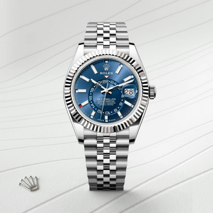 B- Rolex Sky-Dweller Stainless Steel, Blue Index Dial, 42 mm