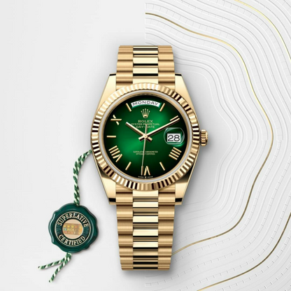 A- Rolex Day-Date 40 Oyster, 40 mm, yellow gold