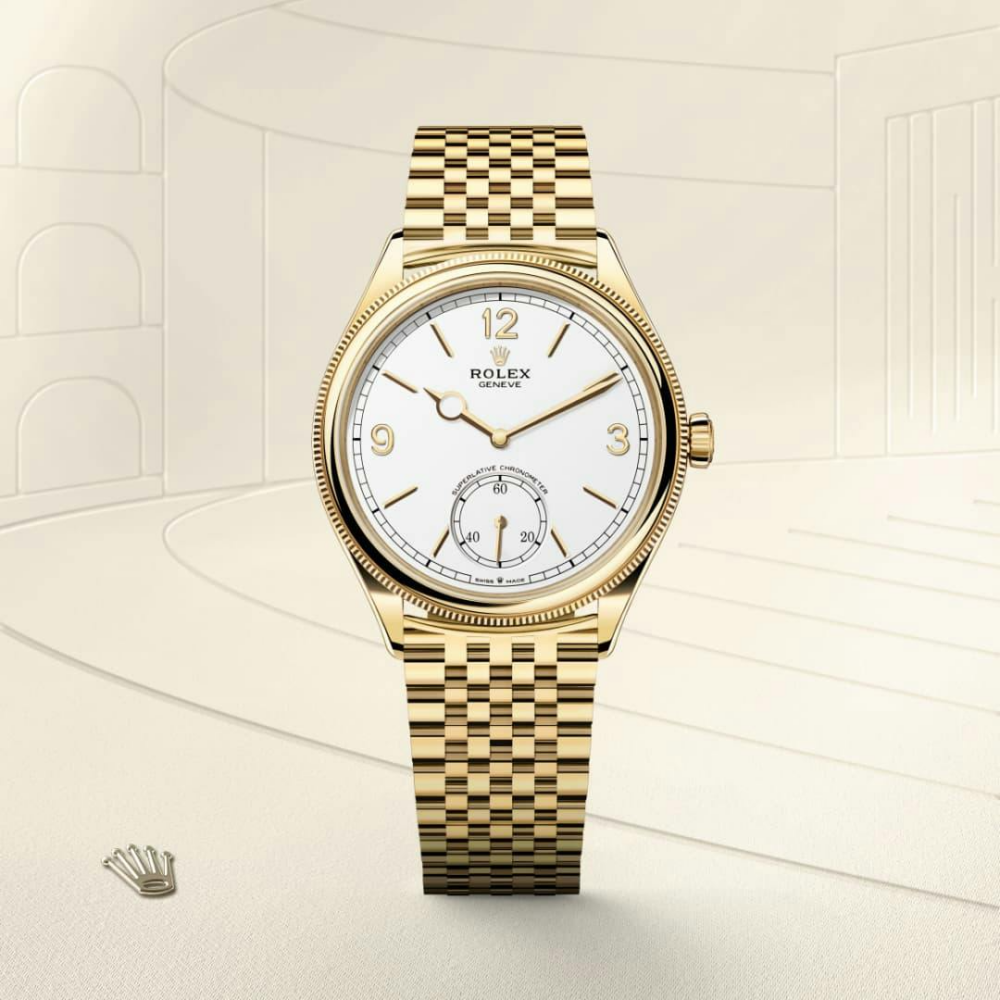 Rolex 1908 39 mm, 18 kt yellow gold, polished finish
